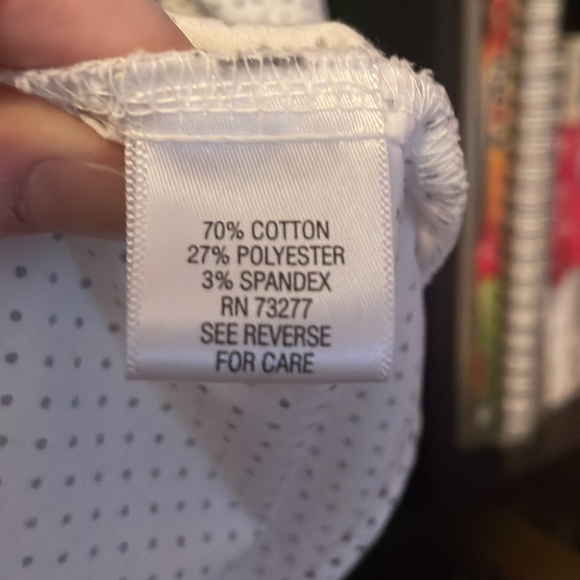 Apt. 9 Large Petite White and Black Polka Dot Button Up Shirt - Picture 4 of 5